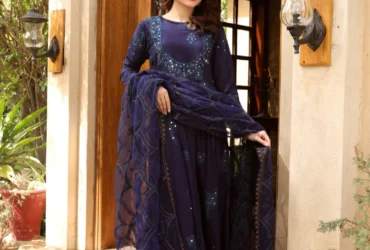 Introducing the NF-5802 Blue Chikankari Frock Duppatta A Perfect Blend of Elegance and Tradition
