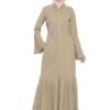 Momin Libas Beige Polyester Front Open Abaya Burqa Stylish and Comfortable Choice