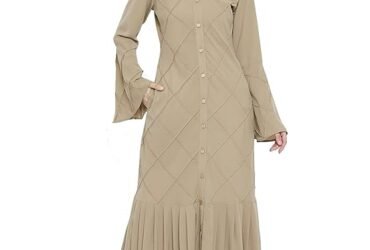 Momin Libas Beige Polyester Front Open Abaya Burqa Stylish and Comfortable Choice