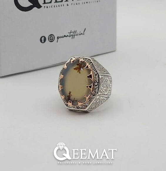Discovering the Elegance of Men’s Stunning Dendritic Moss Agate Ring in 925 Sterling Silver