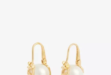The Elegance of Vlogo Gold-Toned Brass and Pearl Drop Earrings