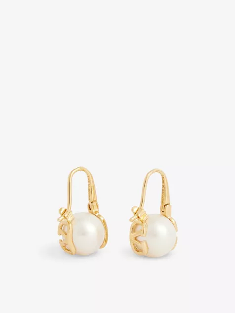 The Elegance of Vlogo Gold-Toned Brass and Pearl Drop Earrings