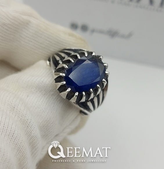 Introducing the New Men’s Vintage Blue Sapphire Ring with Oval Cut Real Stone
